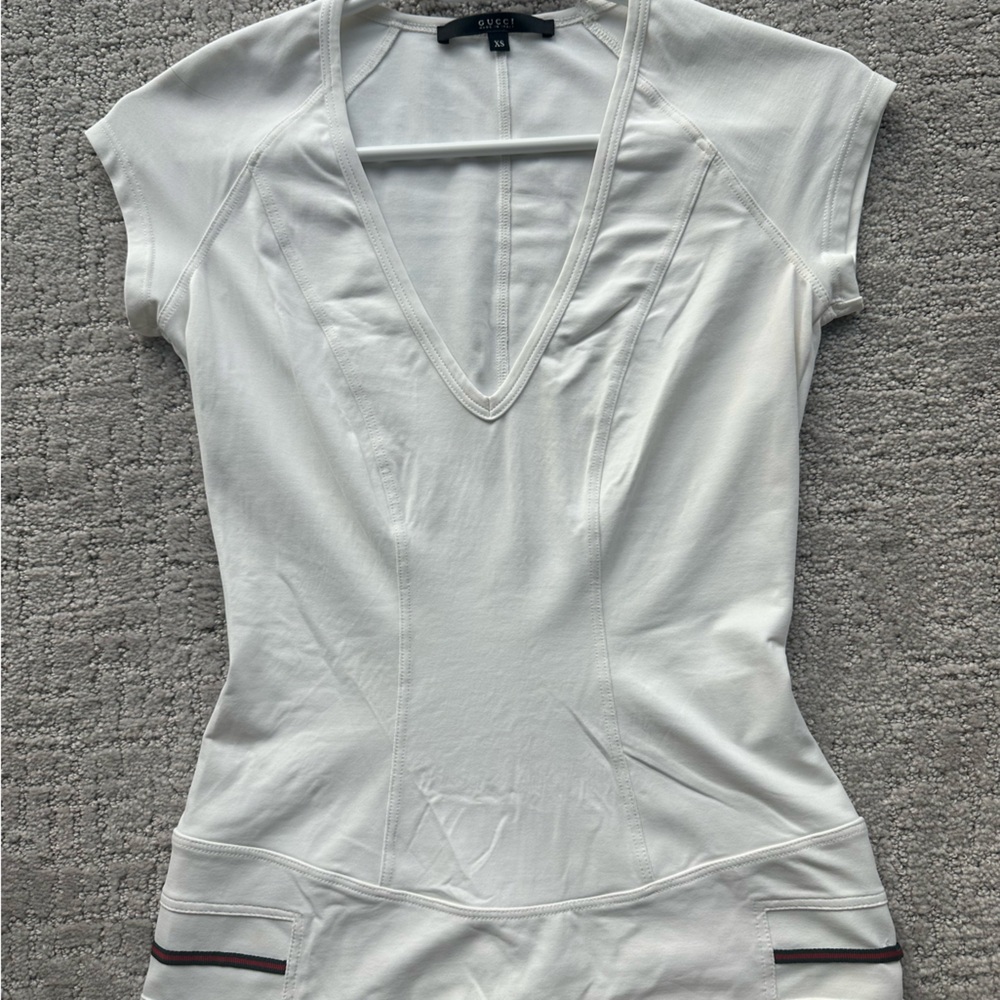 Gucci White V-Neck Top
